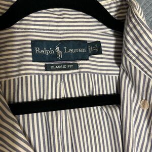 Ralph Lauren Men's Navy and White Striped Shirt